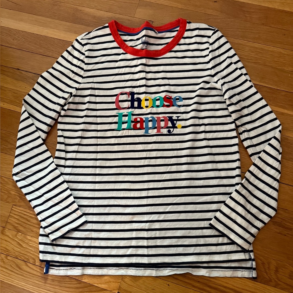 Boden Women’s 8 Choose Happy Striped Long Sleeve  Shirt
